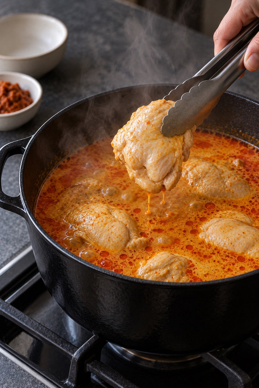 Chicken Laksa, Malaysian Curry Laksa at Home, step 3: Poach the chicken