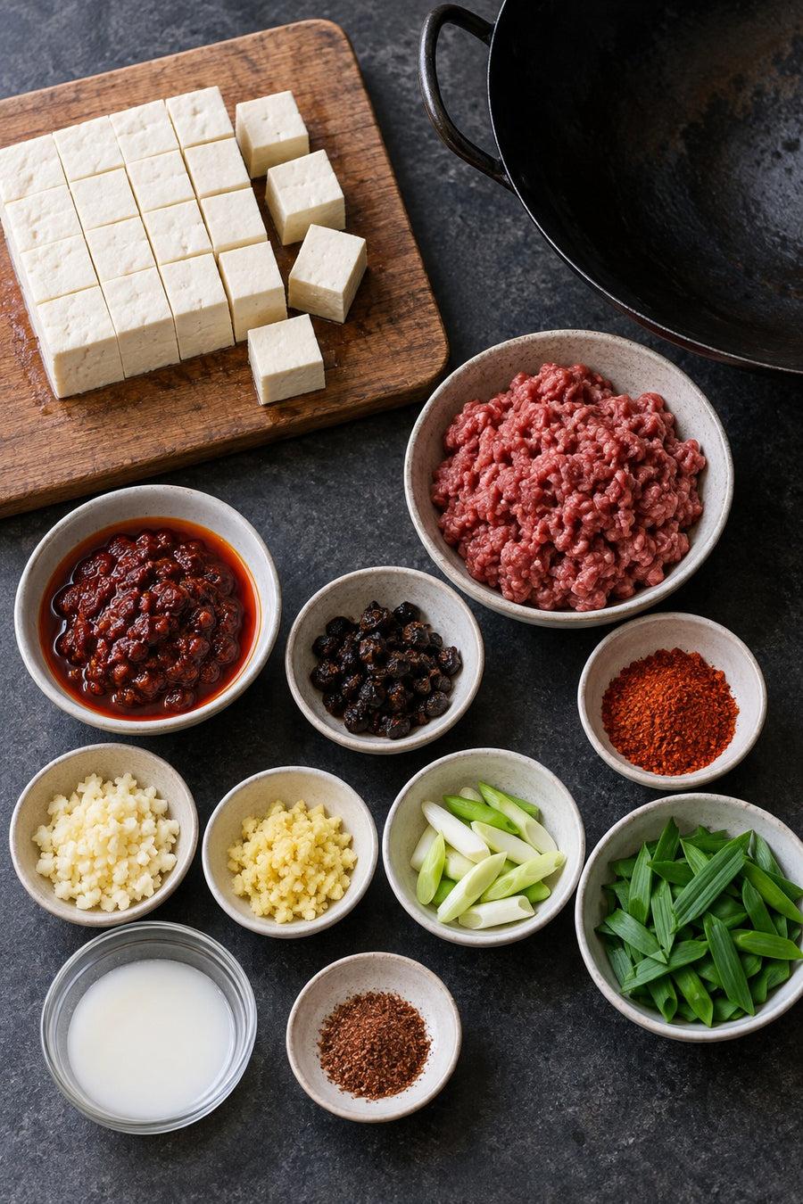 Mapo Tofu, the Chengdu Way, step 1: Prep everything