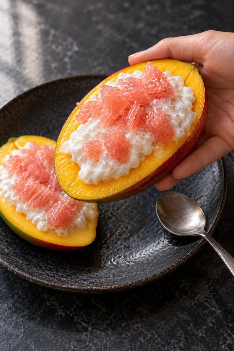 Solid Mango Pomelo Sago with Strained Yogurt, step 8: Serve straight away