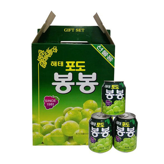 Nước Ép Nho Haitai Bong Bong 238 ml × 12 lon – nước nho có tép