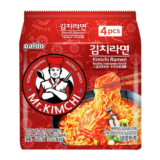 Mì Paldo Mr. Kimchi Ramen 115 g × 4 gói – mì kim chi cay Hàn Quốc
