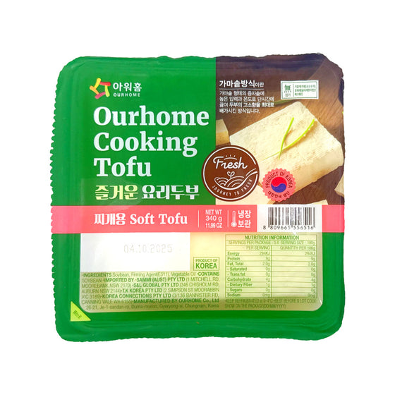 Ourhome Soft Tofu 340g - Korean Soft Tofu for Soups & Stews (Jjigae)