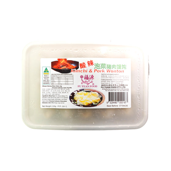 Fu Yuan Frozen Kimchi & Pork Wonton - 220g