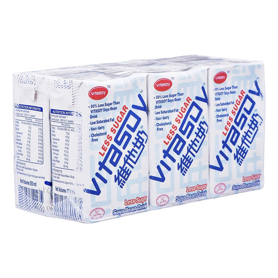 Vitasoy Sữa Đậu Nành Ít Đường 250 ml × 6 hộp – bổ sung protein, ít béo
