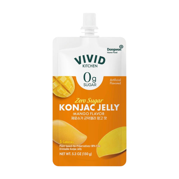Vivid Kitchen Zero Sugar Konjac Jelly Mango Flavour 150g - Low Calorie Drinkable Konjac Jelly Pouch