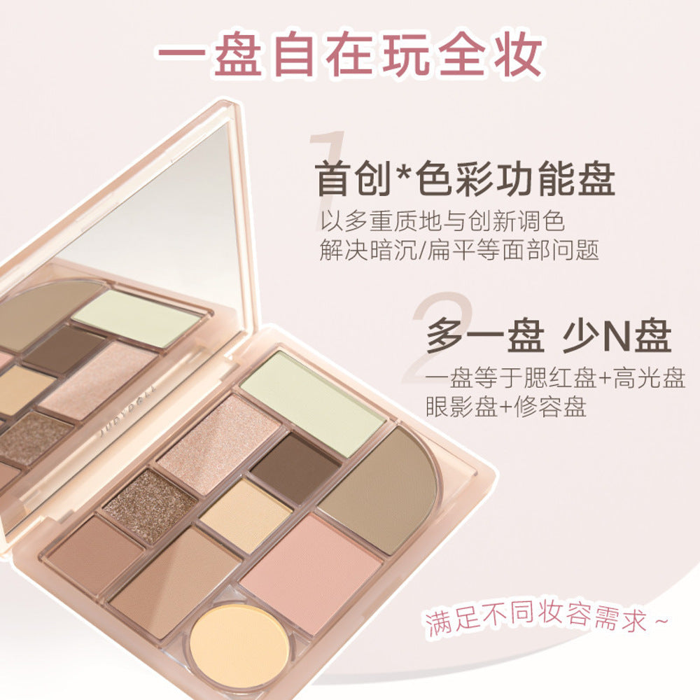 Judydoll-10-Color-All-in-One-Face-&-Eye-Palette-18.5g-–-4-Shades---Eyeshadow,-Blush,-Highlighter-&-Contour-in-One-1