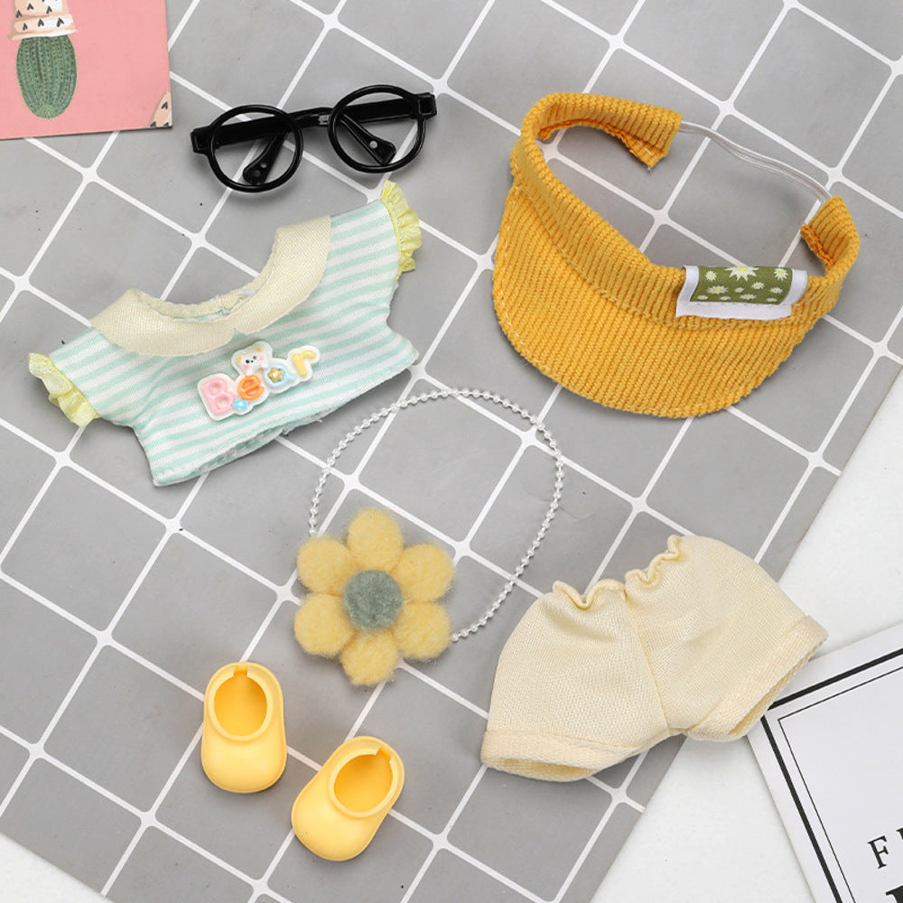 Labubu-17-cm-Doll-Outfit-“Little-Daisy”-–-Ear-Visor-Hat,-Pastel-Striped-Top,-Plush-Flower-Bag-&-Shorts-(Doll/Shoes/Glasses-Not-Included)-2