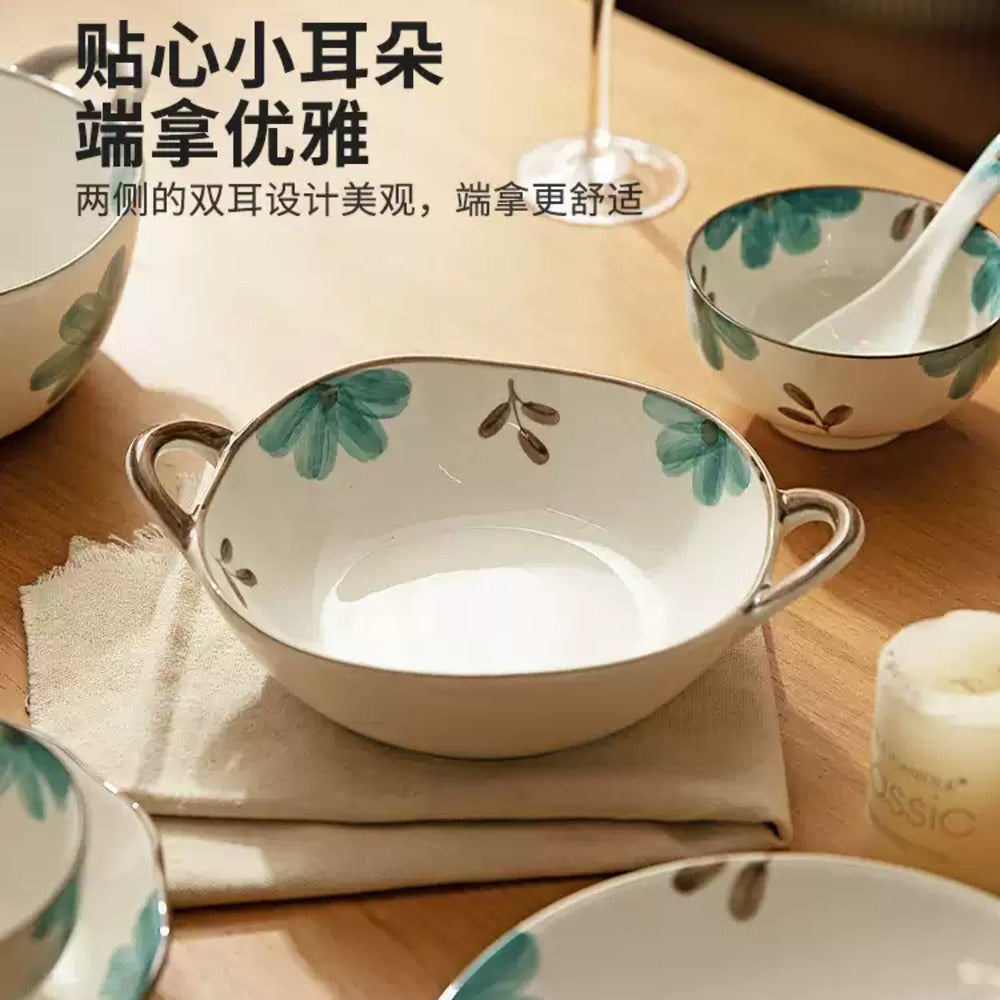 Modern-SweetHome-"Qingyuan"-8-Inch-Lotus-Leaf-Ceramic-Plate-–-Microwave,-Oven-&-Dishwasher-Safe-3