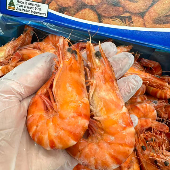 Tassal Australian Cooked Black Tiger Prawns (Frozen), XL Size 10/15 – 500g