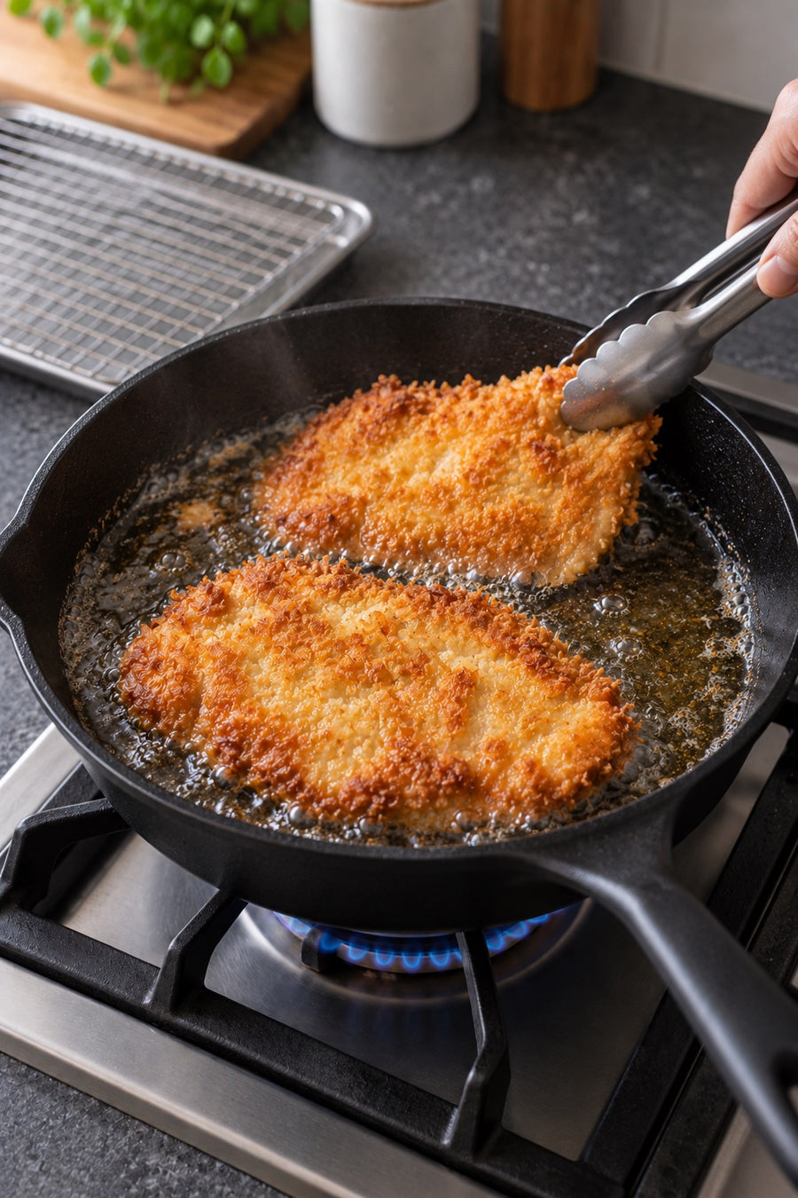 Chicken Katsu Curry, Japanese Home Style, step 6: Fry until golden