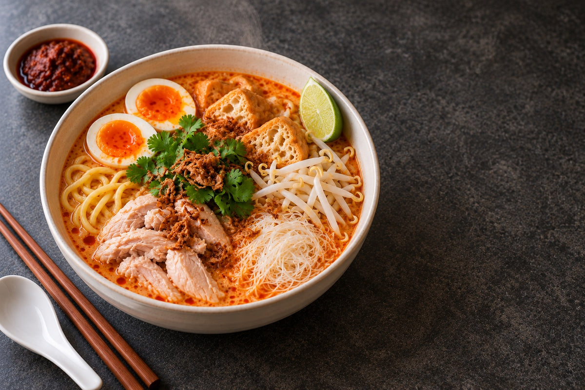 Chicken Laksa, Malaysian Curry Laksa at Home, served