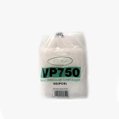 Vita-pack Plastic Rectangle Container 750ml 50pcs (No Lid)